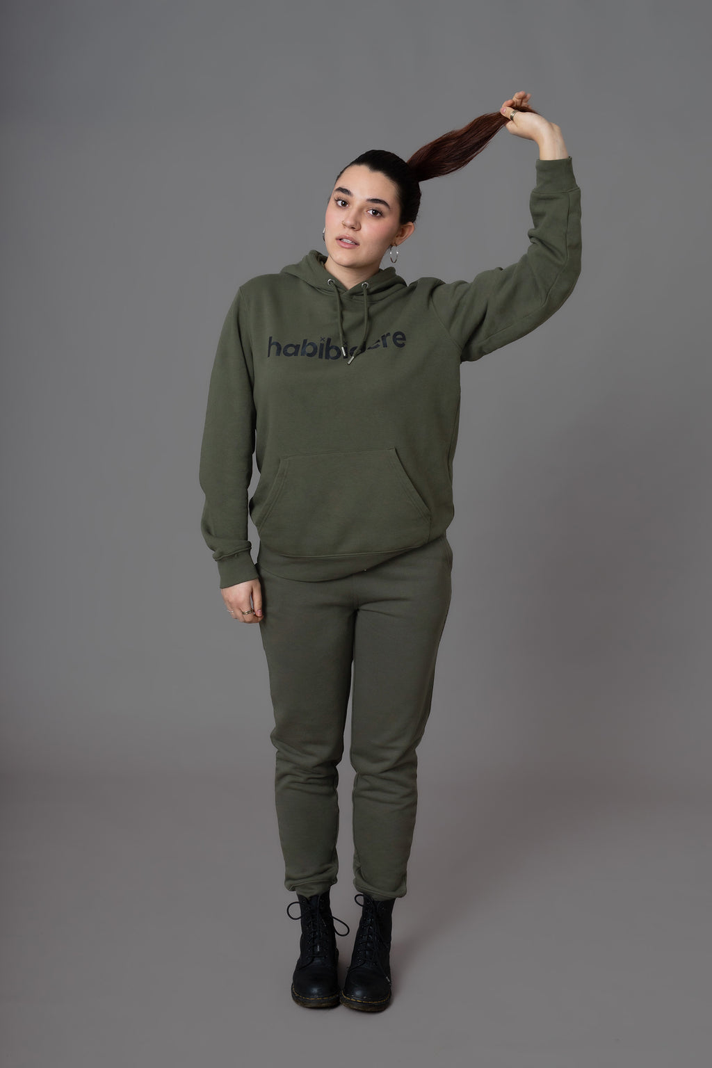 Khaki Hoodie | Kapuzenpullover aus Bio-Baumwolle für Damen